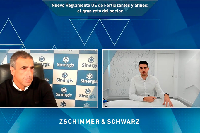 José Luis Virosta, CEO de Sinergies, y Pablo Darás, Global Product Manager Industrial Specialities, de Zschimmer & Schwarz, en el webinar de la Z&S School "Nuevo reglamento UE de fertilizantes y afines"